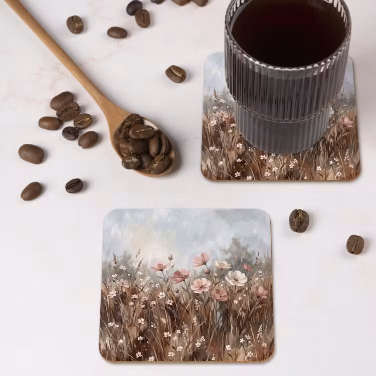 Bloemen - Botanisch - Schilderij - Pastel - Rustiek onderzetter kurk middel -sfeer2