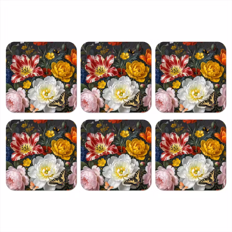 Bloemen - Boeket - Klassiek - Kleurrijk - Natuur onderzetter kurk middel -3d
