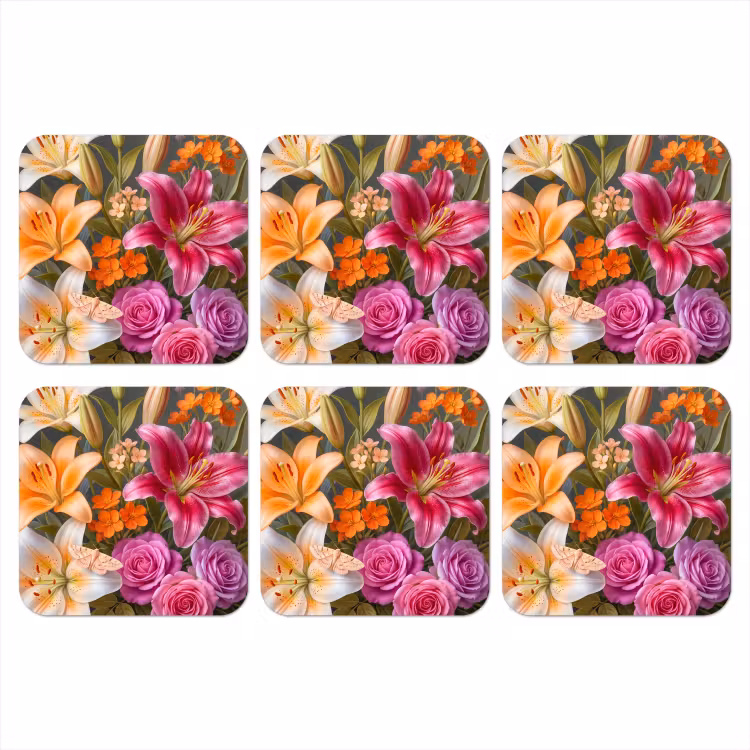 Bloemen - Boeket - Natuur - Kleurrijk - Modern onderzetter kurk middel -3d