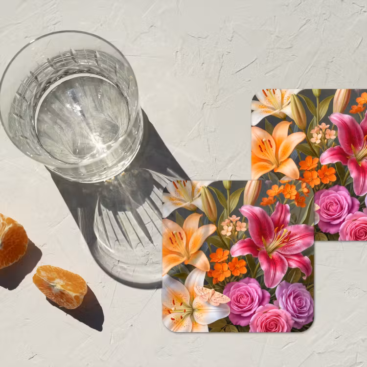 Bloemen - Boeket - Natuur - Kleurrijk - Modern onderzetter kurk middel -sfeer4