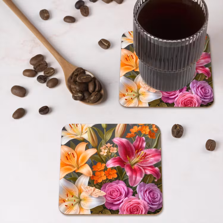 Bloemen - Boeket - Natuur - Kleurrijk - Modern onderzetter kurk middel -sfeer2