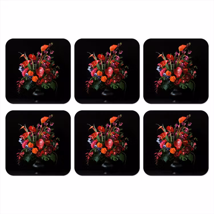 Bloemen - Boeket - Sierlijk onderzetter kurk middel -3d