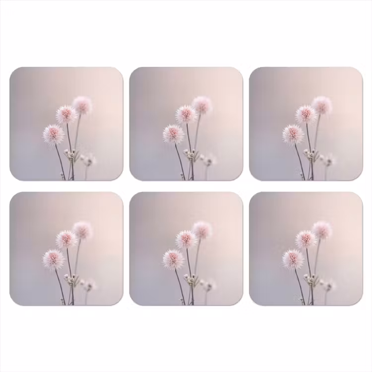 Bloemen - Bollen - Roze onderzetter kurk middel -3d