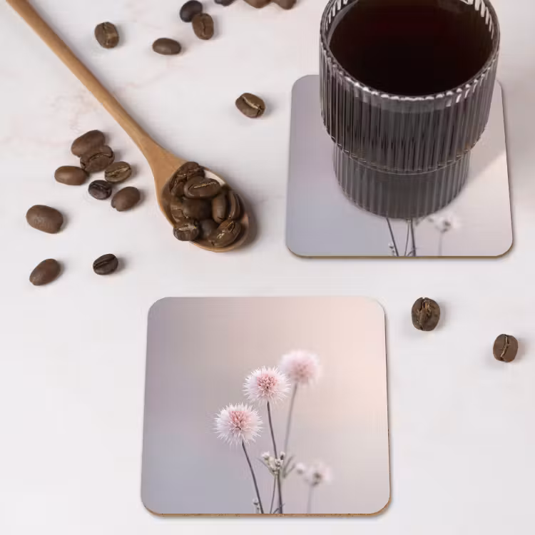Bloemen - Bollen - Roze onderzetter kurk middel -sfeer2