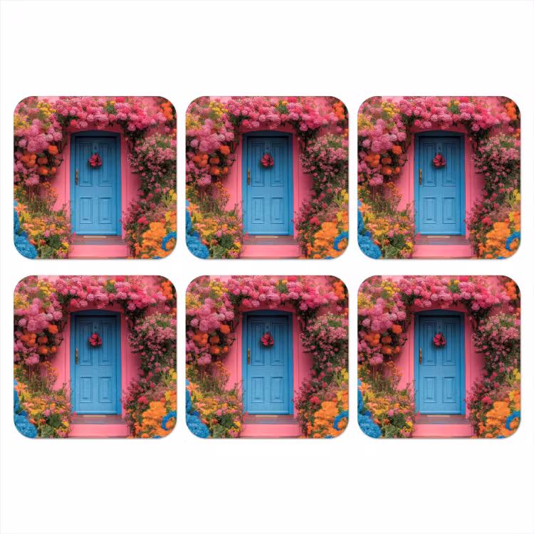 Bloemen - Deur - Roze onderzetter kurk middel -3d