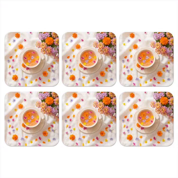 Bloemen - Kop - Natuur - Kleurrijk - Zomer onderzetter kurk middel -3d