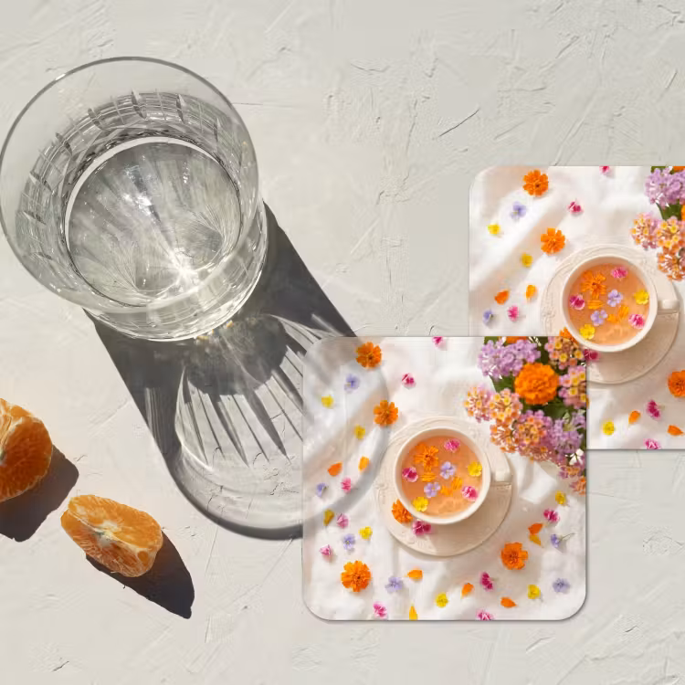 Bloemen - Kop - Natuur - Kleurrijk - Zomer onderzetter kurk middel -sfeer4