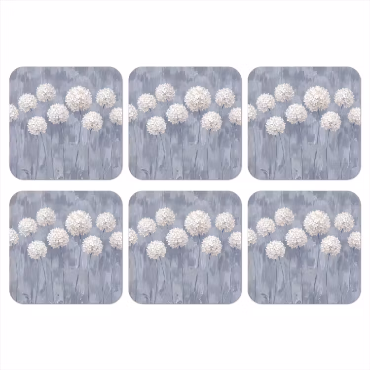 Bloemen - Illustratie - Blauw onderzetter kurk middel -3d