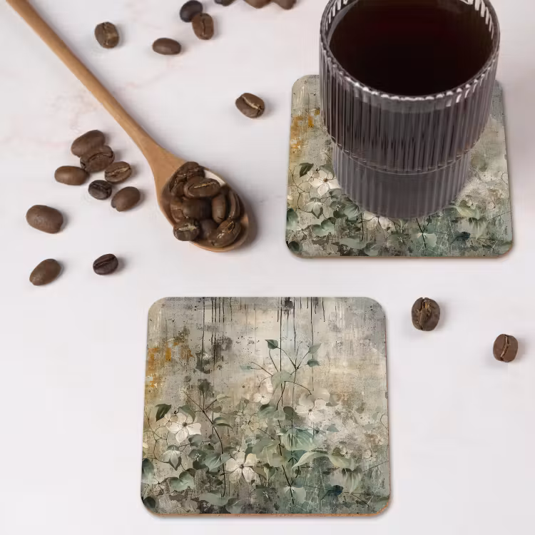 Bloemen - Bladeren - Abstract - Modern onderzetter kurk middel -sfeer2