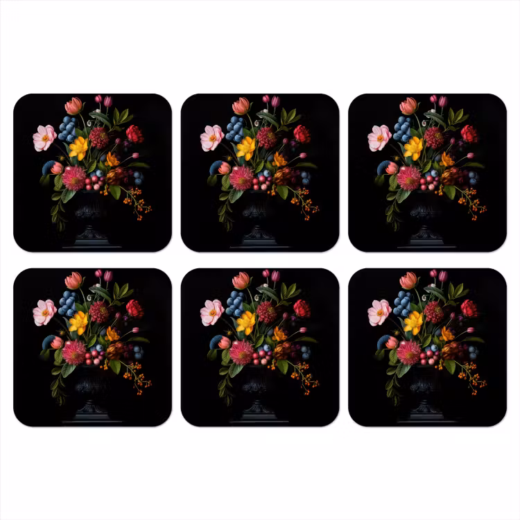 Bloemen - Vrolijk - Vaas onderzetter kurk middel -3d