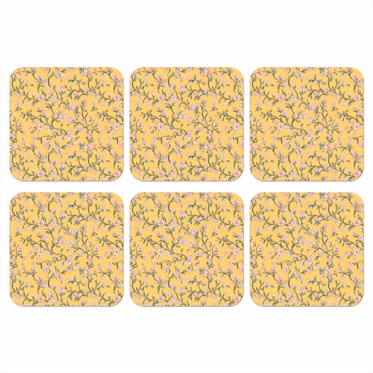 Bloemen - Motief - Geel onderzetter kurk middel 366 -3d
