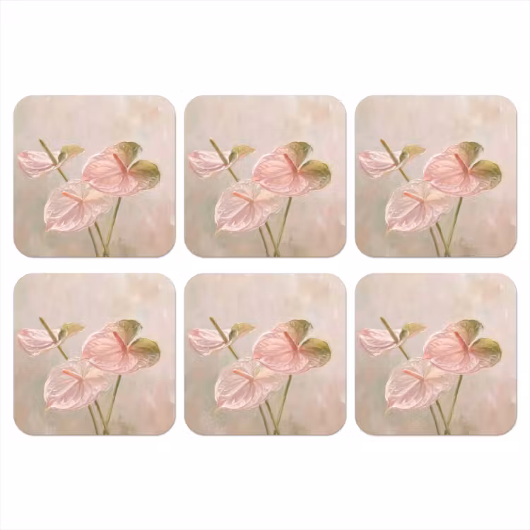 Bloemen - Pastel - Abstract - Natuur - Groen onderzetter kurk middel -3d