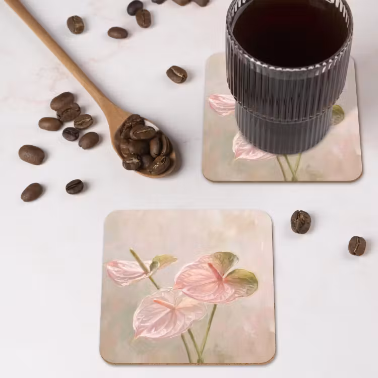 Bloemen - Pastel - Abstract - Natuur - Groen onderzetter kurk middel -sfeer2