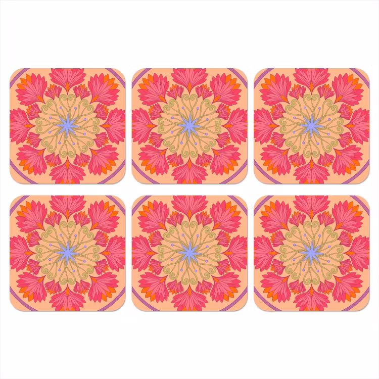 Bloemen - Patroon - Abstract - Roze - Decoratief onderzetter kurk middel -3d
