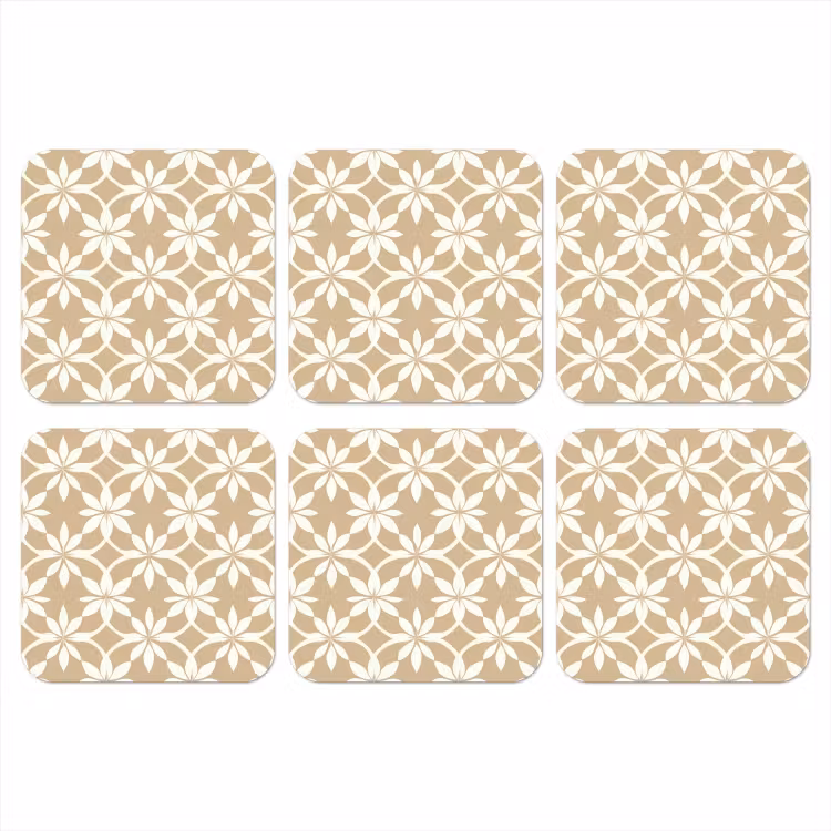 Bloemen - Patroon - Beige onderzetter kurk middel 366 -3d