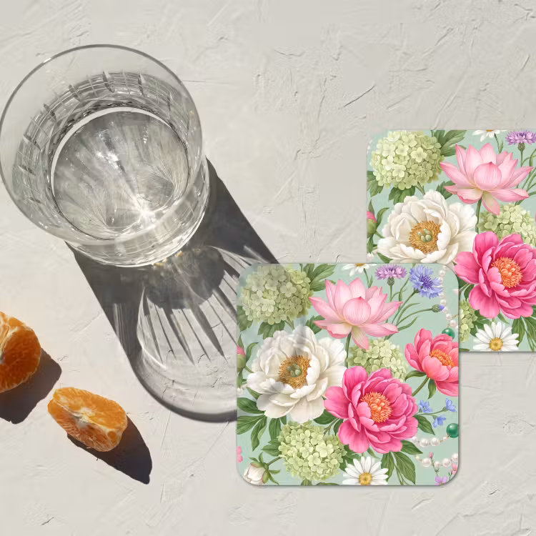 Bloemen - Patroon - Botanisch - Groen onderzetter kurk middel -sfeer4