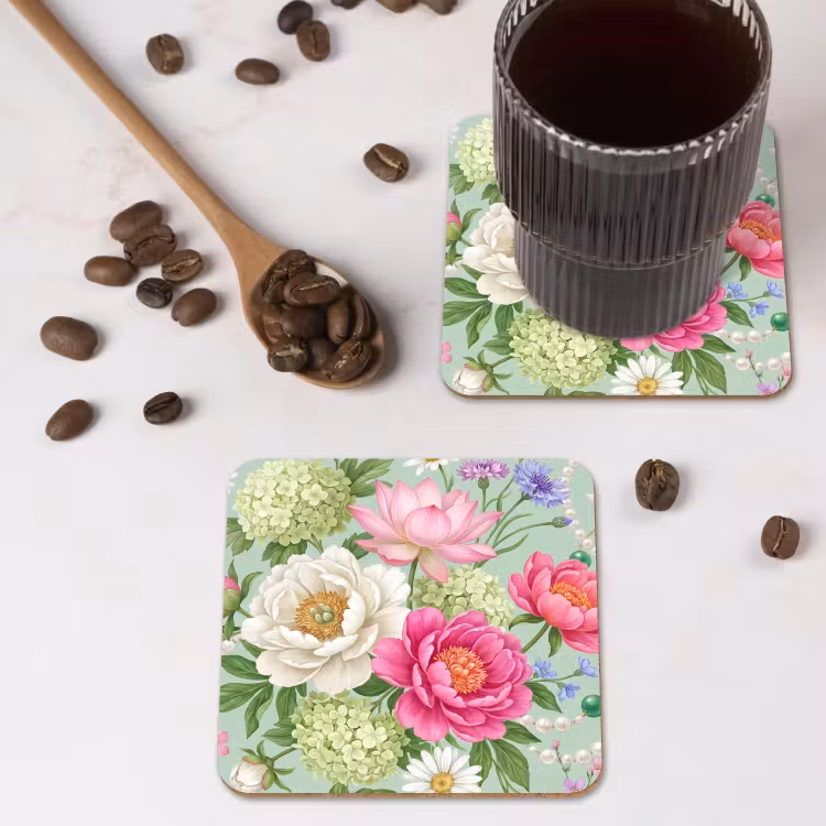 Bloemen - Patroon - Botanisch - Groen onderzetter kurk middel -sfeer2