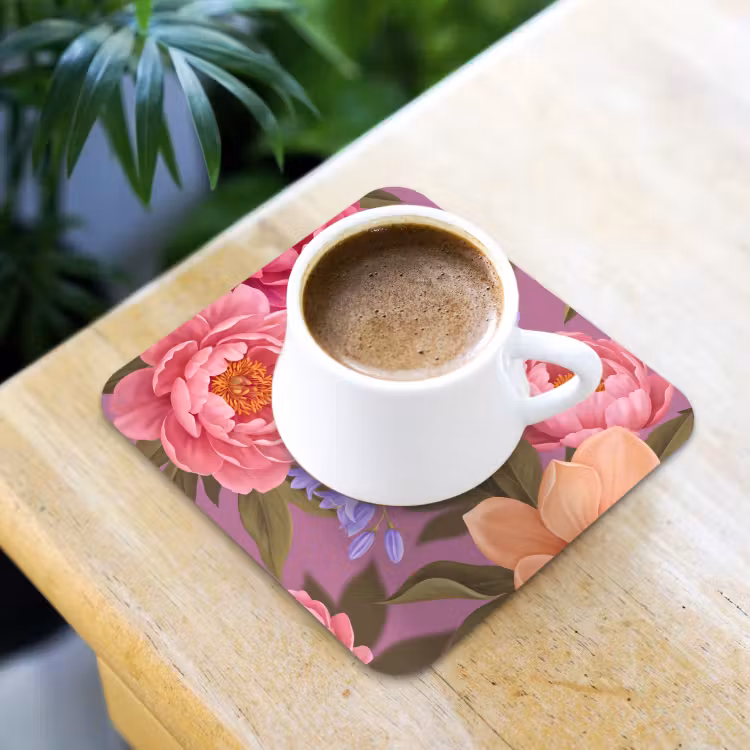 Bloemen - Patroon - Illustratie - Roze onderzetter kurk middel -sfeer5