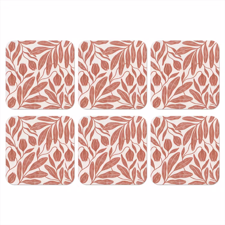 Bloemen - Patroon - Modern - Natuur - Bruin onderzetter kurk middel -3d
