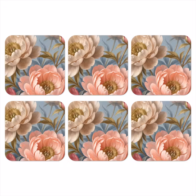 Bloemen - Roze - Beige - Modern - Natuur onderzetter kurk middel -3d