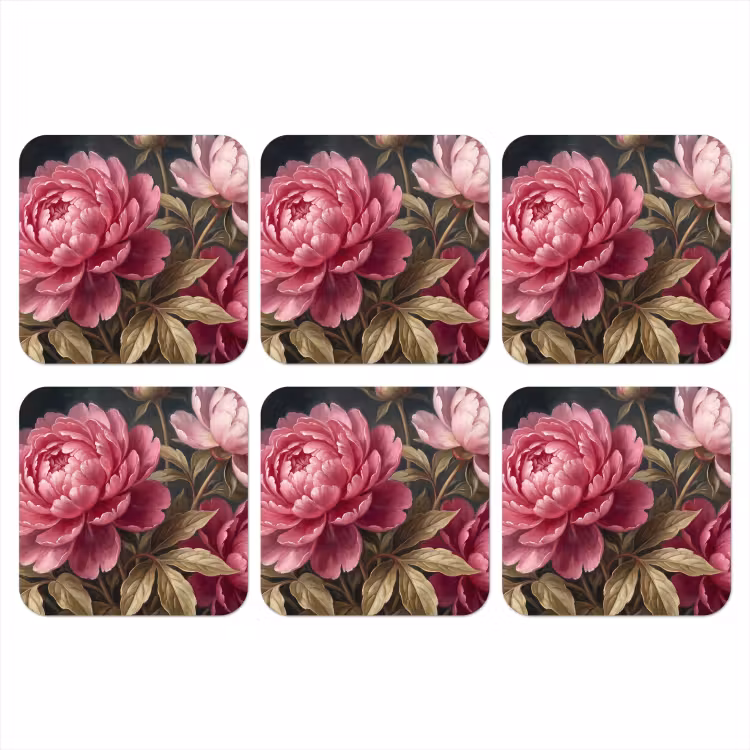 Bloemen - Roze - Klassiek - Natuur onderzetter kurk middel -3d
