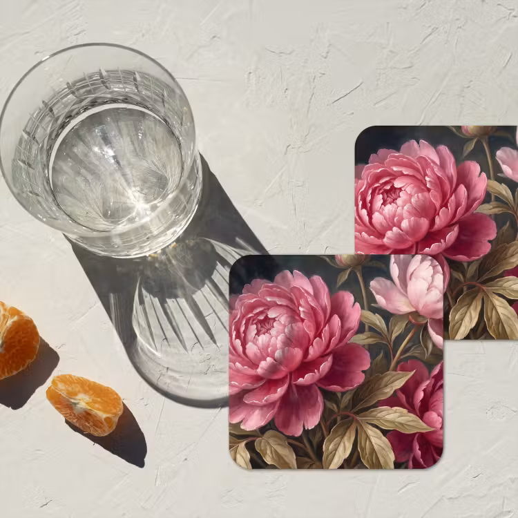 Bloemen - Roze - Klassiek - Natuur onderzetter kurk middel -sfeer4