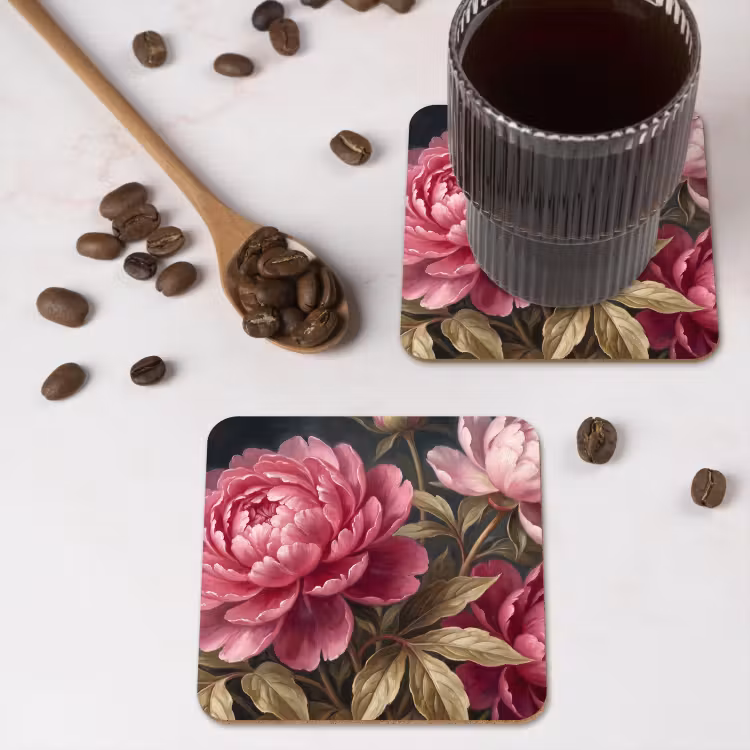 Bloemen - Roze - Klassiek - Natuur onderzetter kurk middel -sfeer2