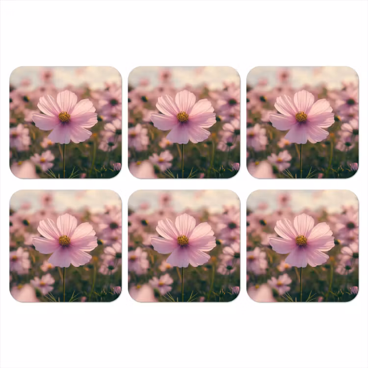 Bloemen - Paars - Wazig onderzetter kurk middel -3d