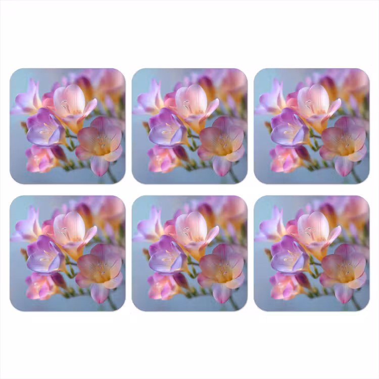 Bloemen - Paars - Overloop - Meeldraden onderzetter kurk middel -3d