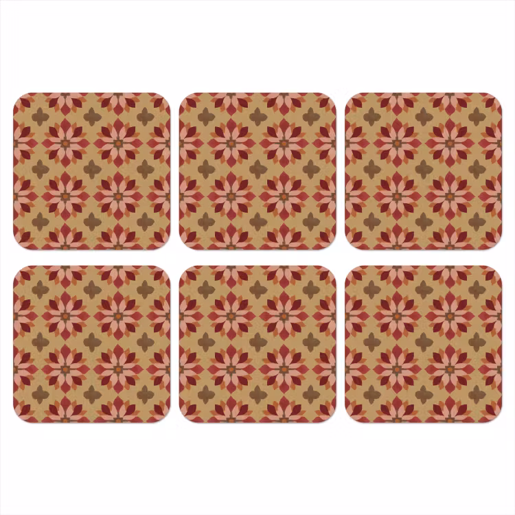 Bloemen - Retro - Groen onderzetter kurk middel 366 -3d
