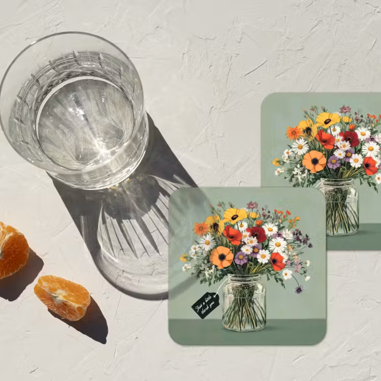 Bloemen - Vaas - Kaartje onderzetter kurk middel -sfeer4