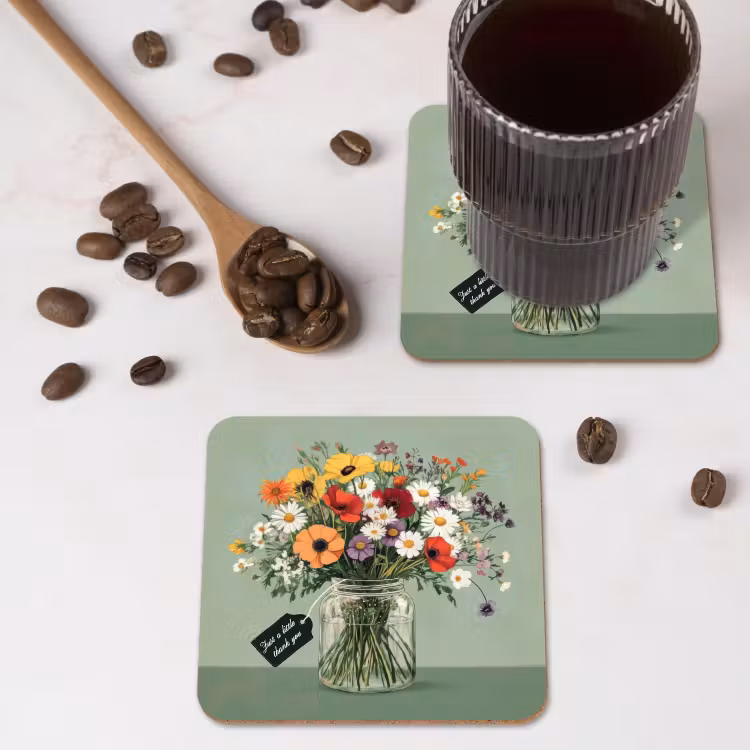 Bloemen - Vaas - Kaartje onderzetter kurk middel -sfeer2