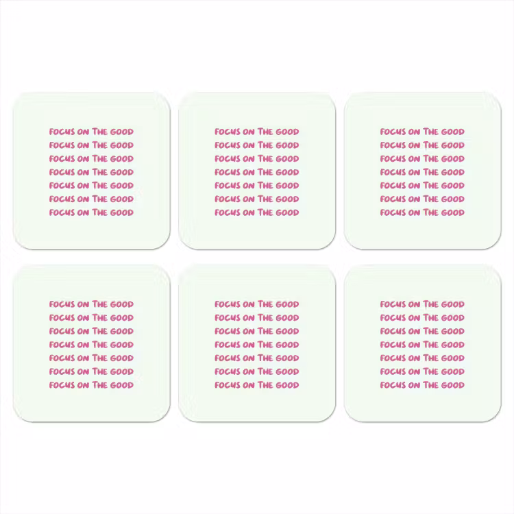 Focus on the good - Roze onderzetter kurk middel -3d
