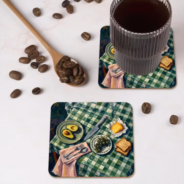 Eten - Ontbijt - Tafel - Modern - Groen onderzetter kurk middel -sfeer2