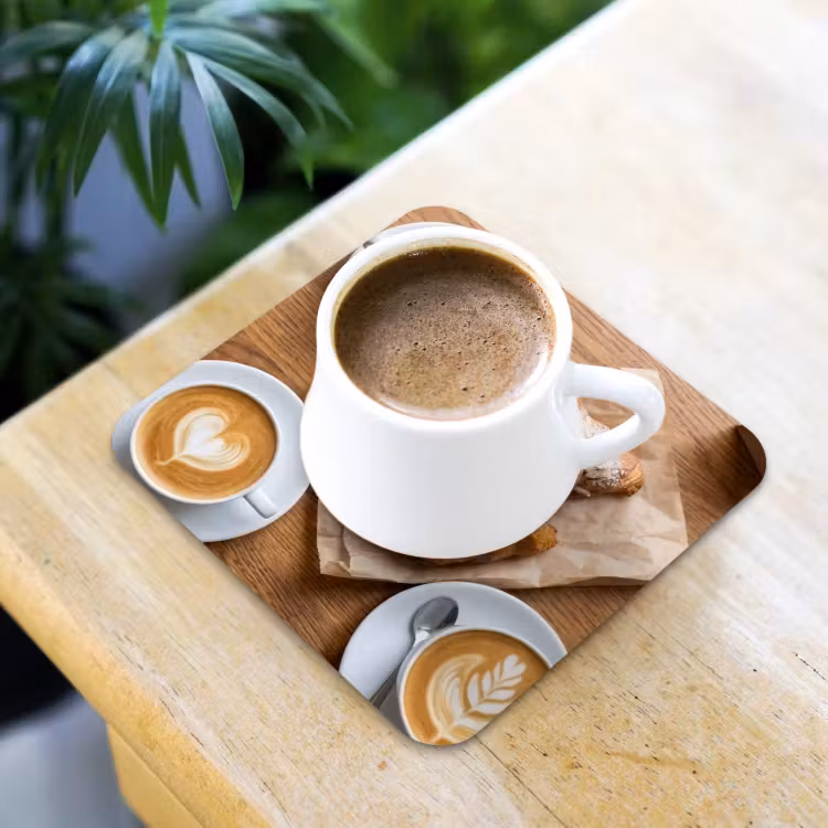Eten - Croissant - Koffie - Ontbijt - Modern onderzetter kurk middel -sfeer5