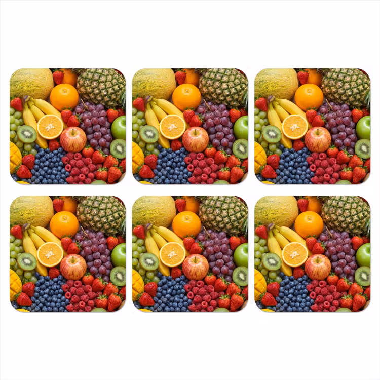 Eten - Fruit - Vers - Kleurrijk - Voeding onderzetter kurk middel -3d