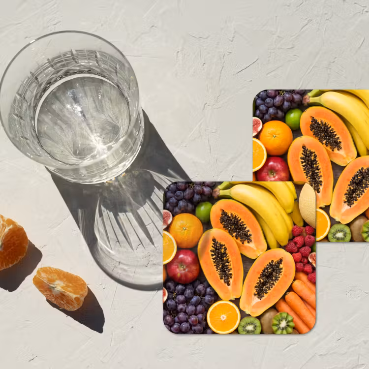 Eten - Fruit - Groenten - Vers - Kleurrijk onderzetter kurk middel -sfeer4