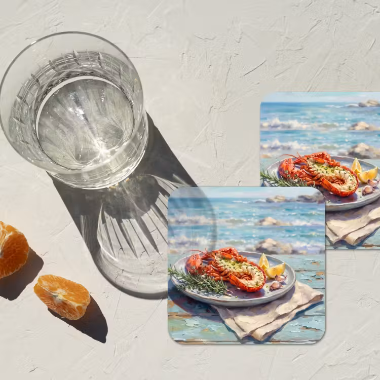 Eten - Zee - Kust - Modern - Blauw onderzetter kurk middel -sfeer4
