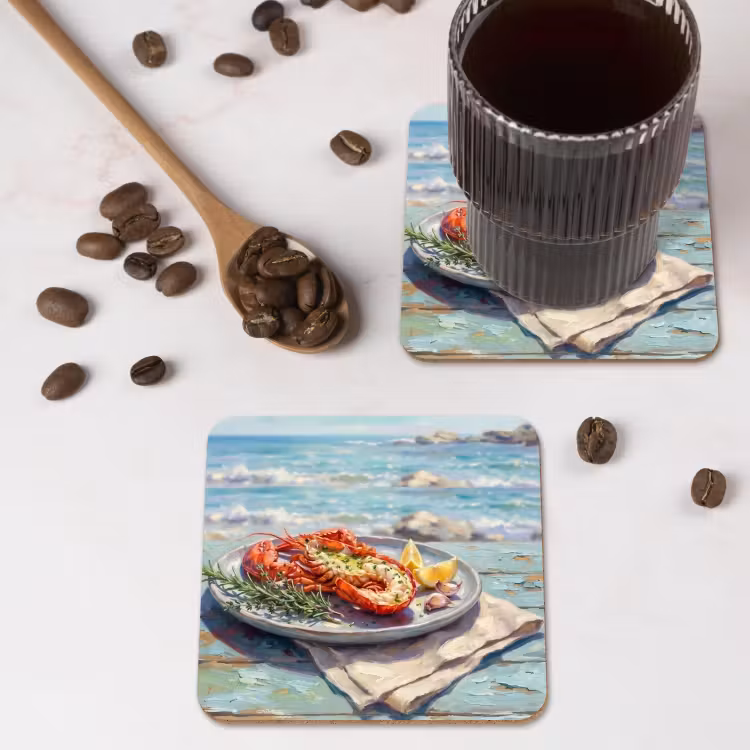 Eten - Zee - Kust - Modern - Blauw onderzetter kurk middel -sfeer2