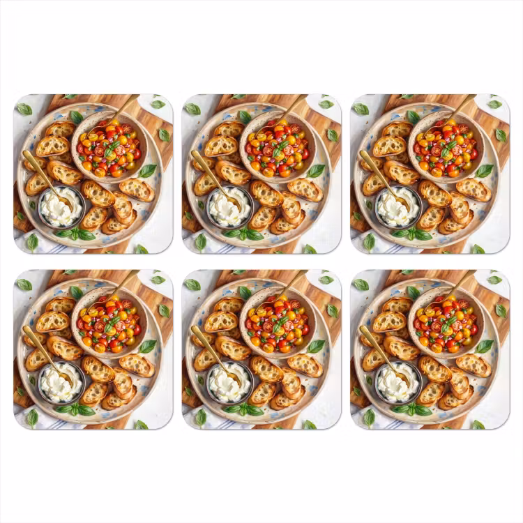 Eten - Tomaat - Brood - Kleurrijk - Keuken onderzetter kurk middel -3d