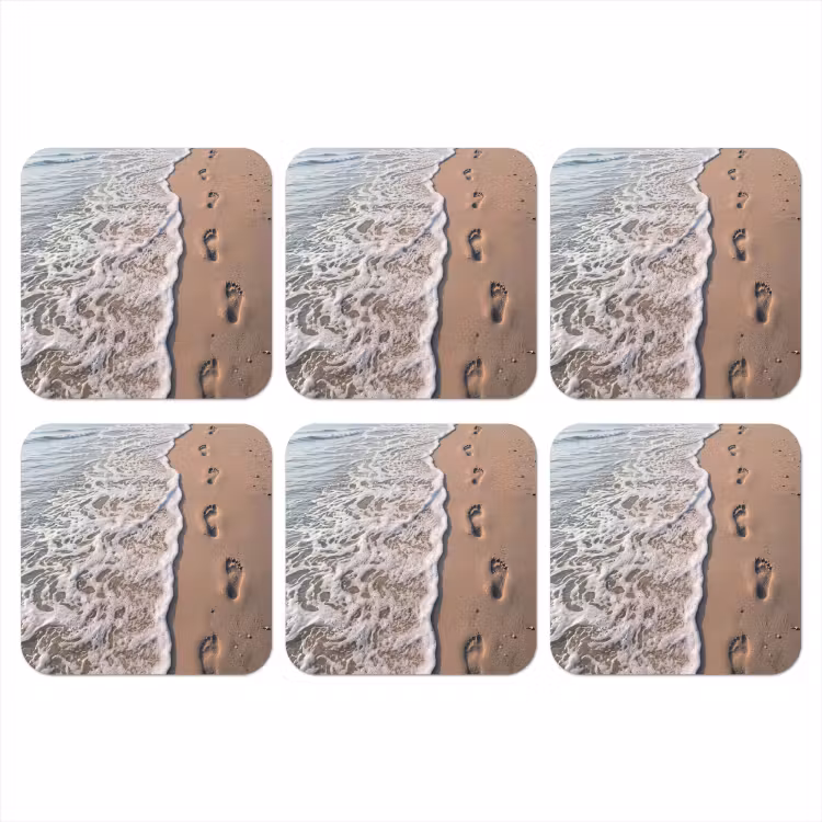 Voetstappen - Vloedlijn - Zee onderzetter kurk middel -3d