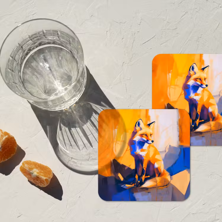 Vos - Oranje - Vormen - Abstract onderzetter kurk middel -sfeer4