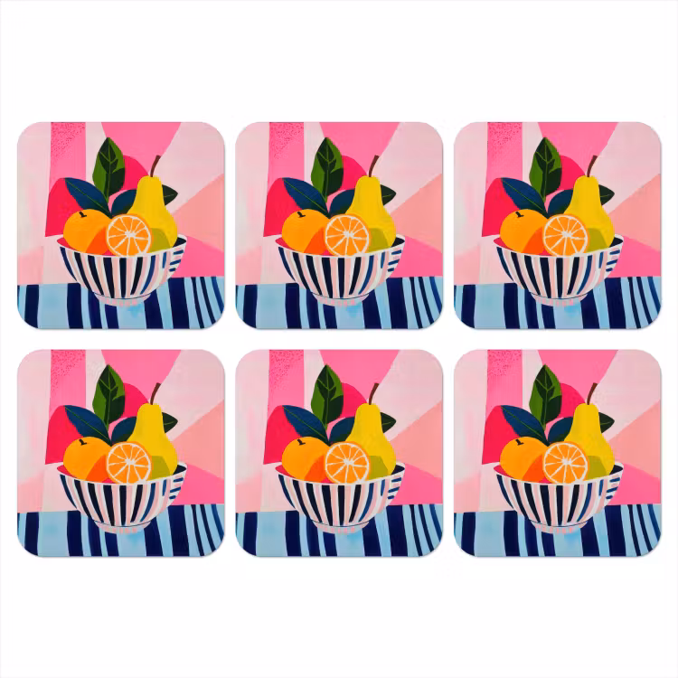 Fruit - Abstracte achtergrond - Roze onderzetter kurk middel -3d