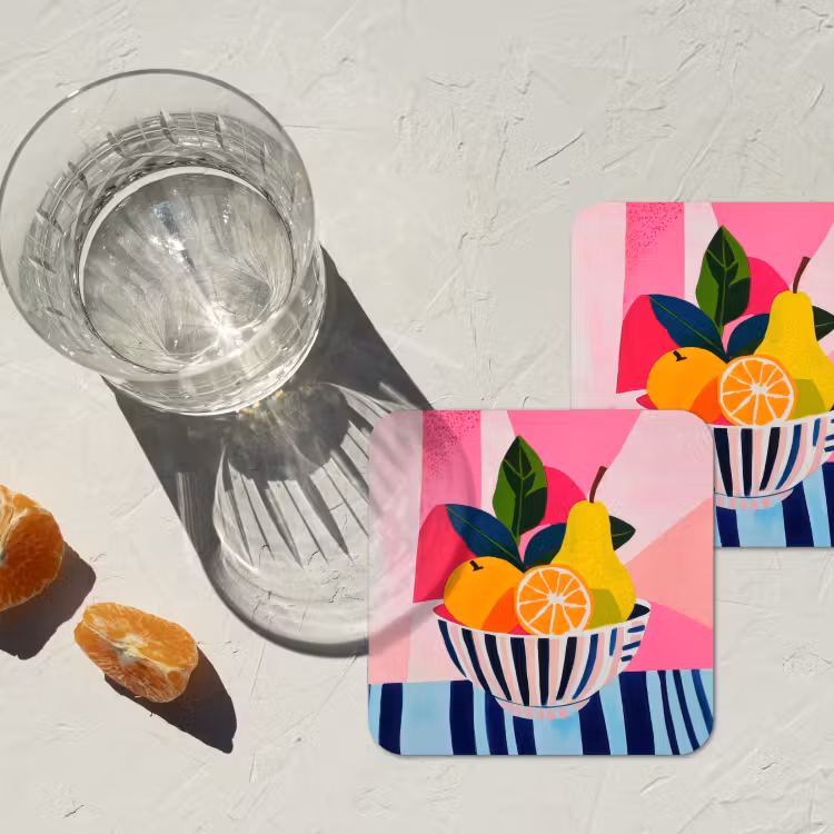 Fruit - Abstracte achtergrond - Roze onderzetter kurk middel -sfeer4