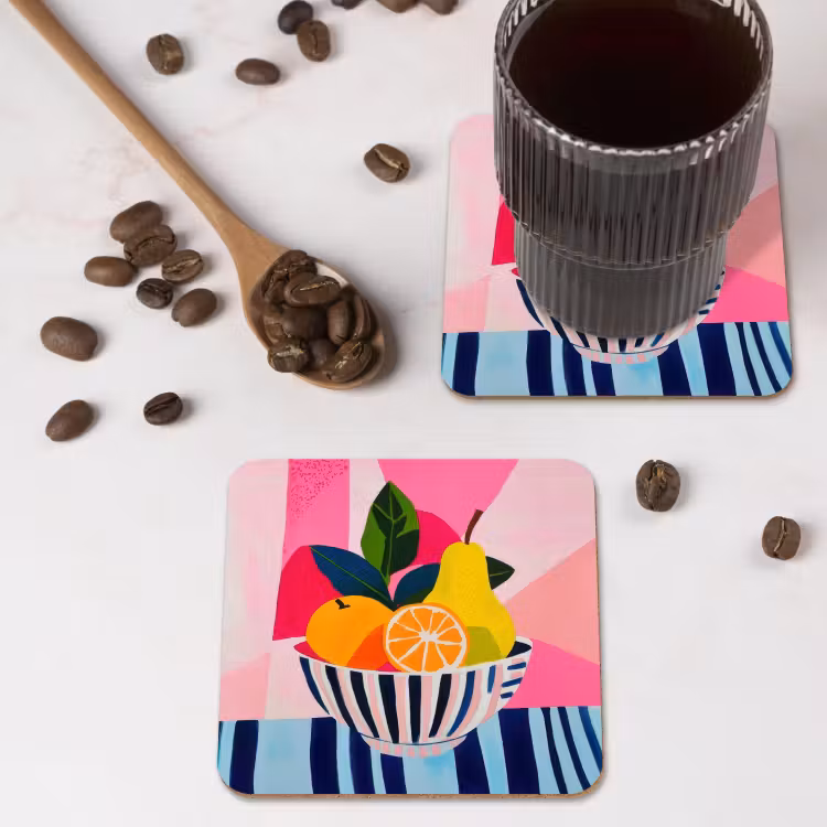 Fruit - Abstracte achtergrond - Roze onderzetter kurk middel -sfeer2