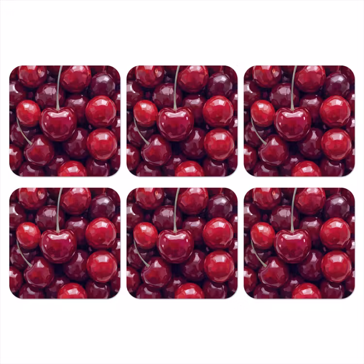 Fruit - Kersen - Eten - Modern - Rood onderzetter kurk middel -3d