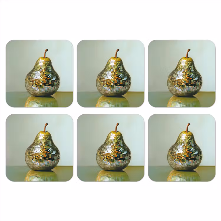 Fruit - Disco - Art - Glitter onderzetter kurk middel -3d