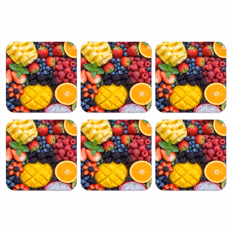Fruit - Vers - Kleurrijk - Eten onderzetter kurk middel -3d