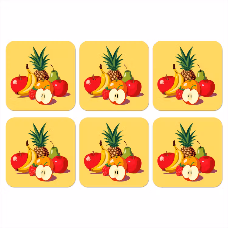 Fruit - Illustratie - Kleurrijk onderzetter kurk middel -3d