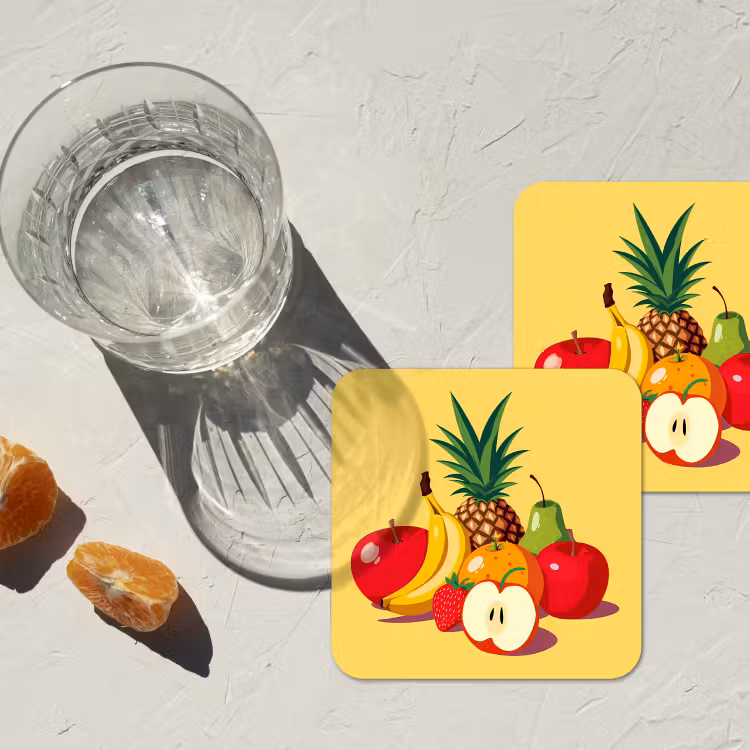 Fruit - Illustratie - Kleurrijk onderzetter kurk middel -sfeer4